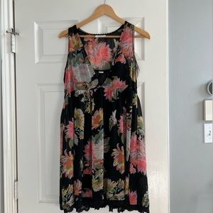 Anthropologie Maeve black floral dress